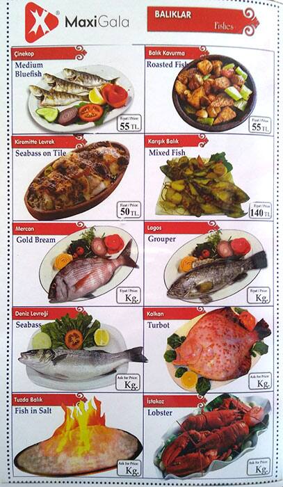 Maxigala menu