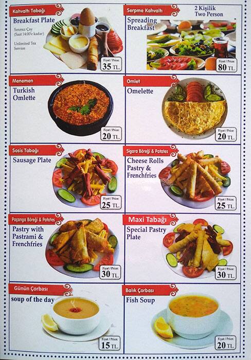 Maxigala menu