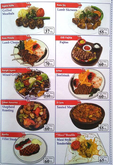Maxigala menu
