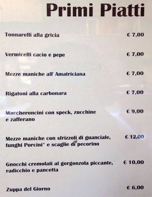 Menu di Arte dei Sapori 