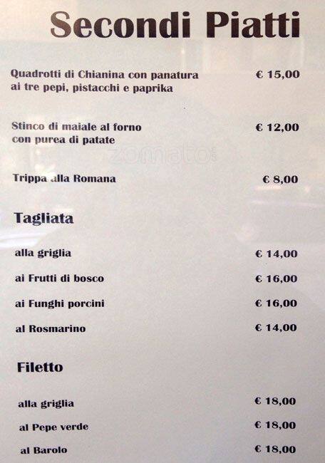 Menu di Arte dei Sapori 