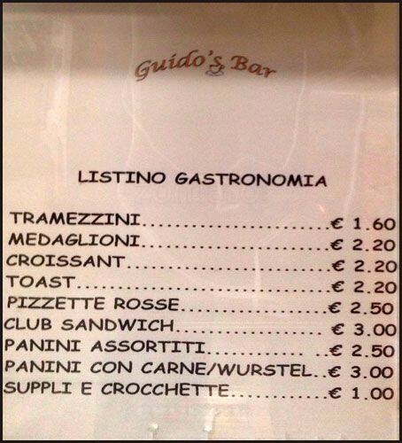 Menu di Guido's Bar 
