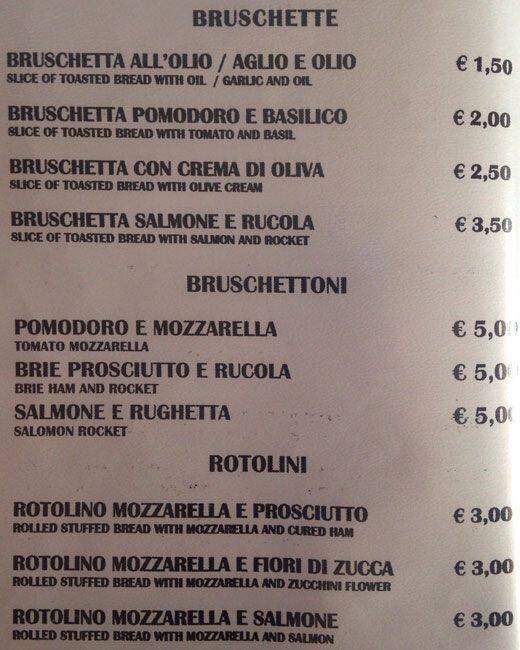 Menu di Da Severino 