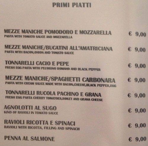 Menu di Da Severino 