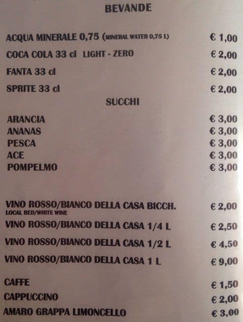 Menu di Da Severino 