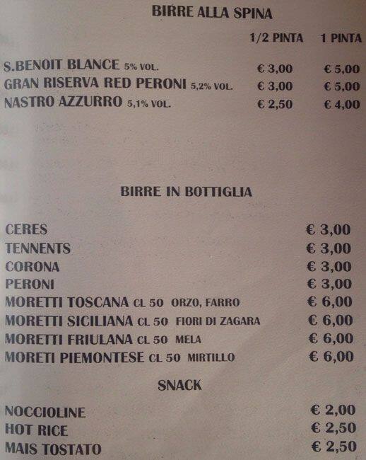 Menu di Da Severino 