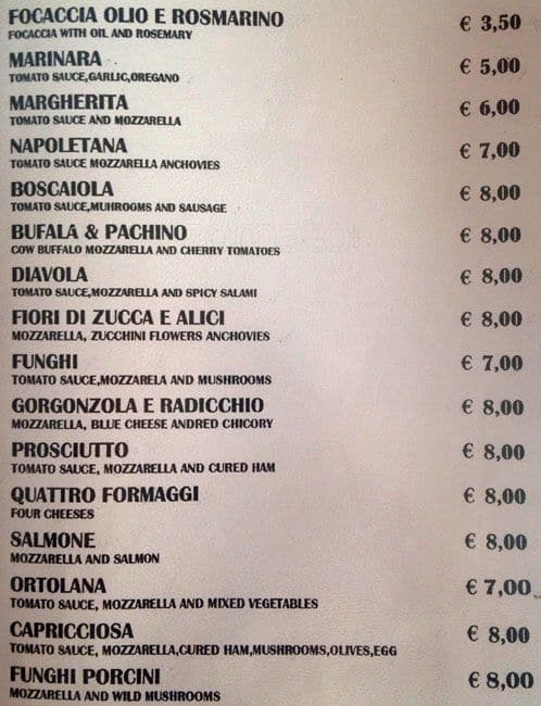 Menu di Da Severino 