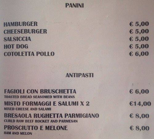 Menu di Da Severino 