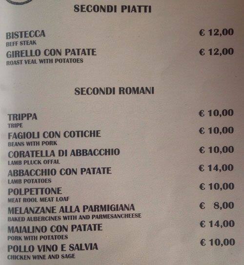 Menu di Da Severino 