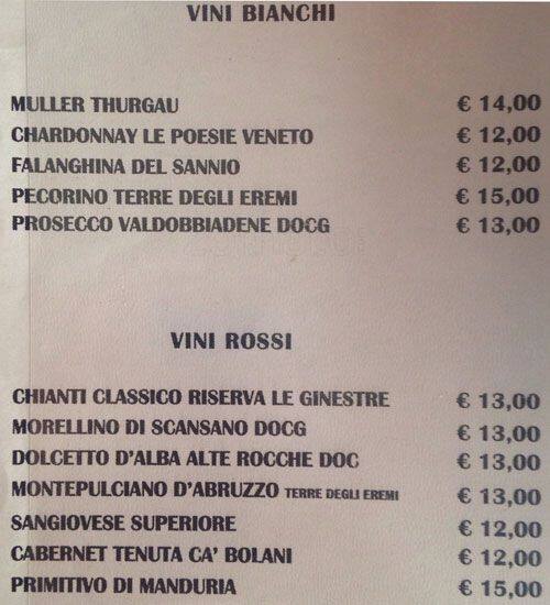 Menu di Da Severino 