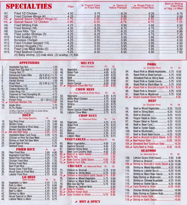 Yummy Yummy Chinese Restaurant Menu - Urbanspoon/Zomato