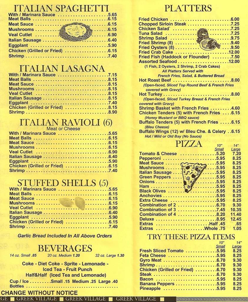 Menu At Greek Village Pizzeria Milford Mill   Ff584632748a69bd58f4d7167701735f 