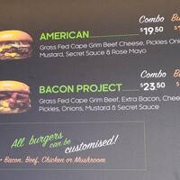 Black Label Burger Project Menu