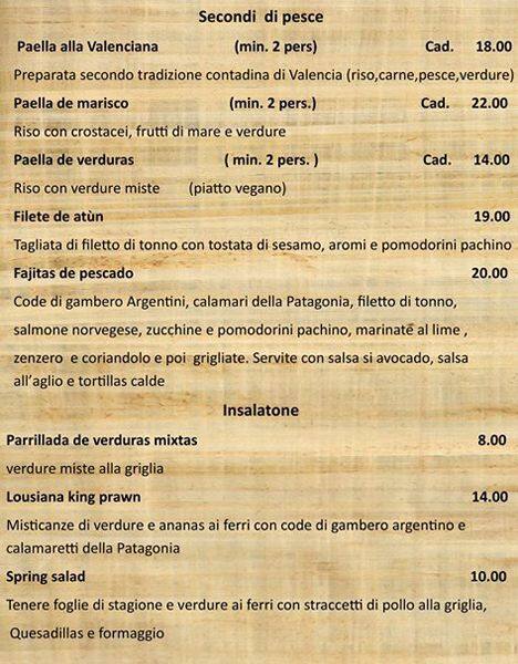 Menu di La Ternera 