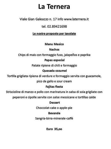 Menu di La Ternera 