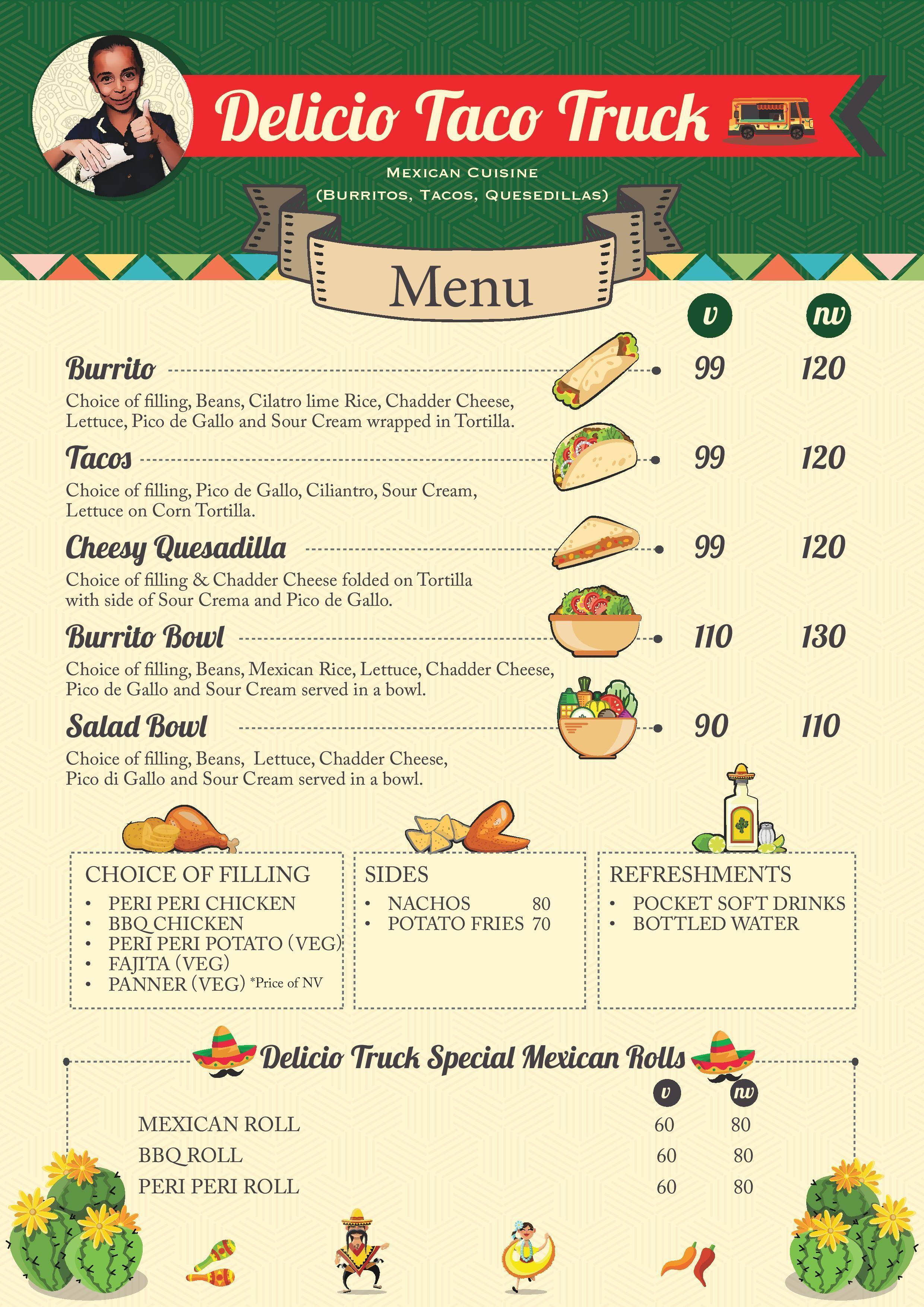 Delicio Taco Truck Menu Menu For Delicio Taco Truck