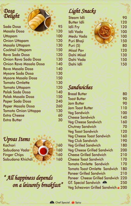 Menu of Green Tadka, Malad West, Mumbai