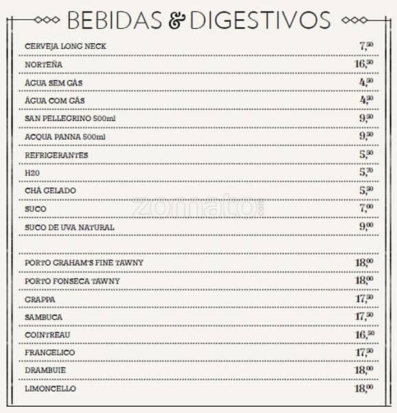 Menu em Cosi restaurante, São Paulo