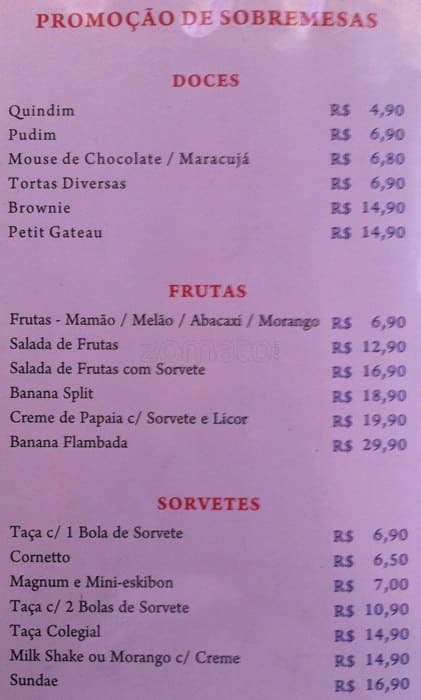 Adega Barril do Recreio cardápio