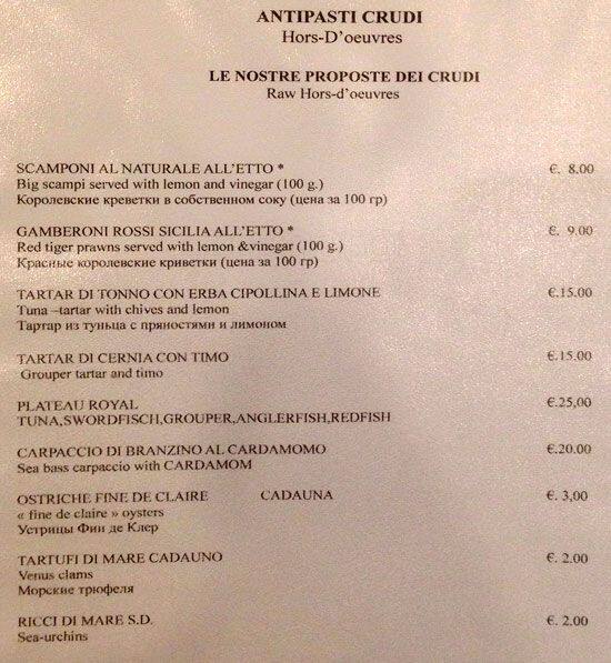 Menu di L'altro Grissino 