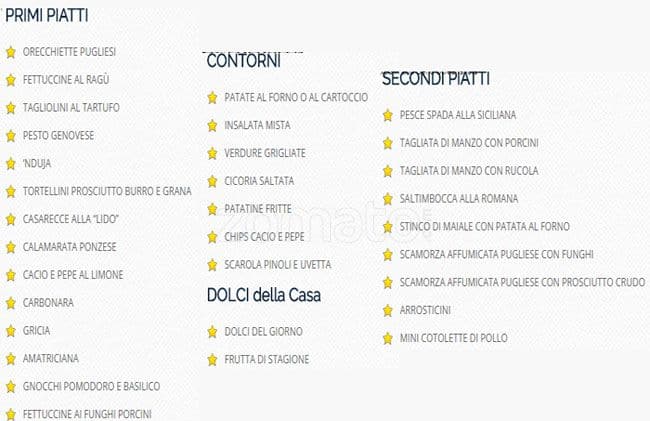 Menu de Locanda dei Girasoli