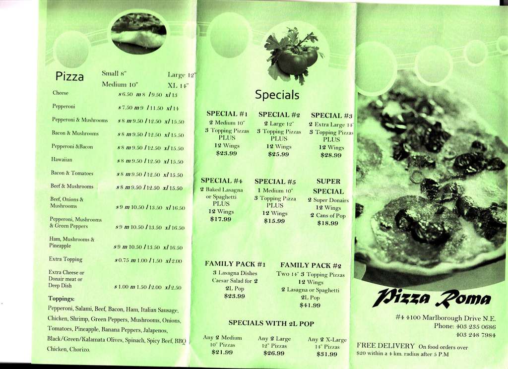 Carta de Pizza Roma