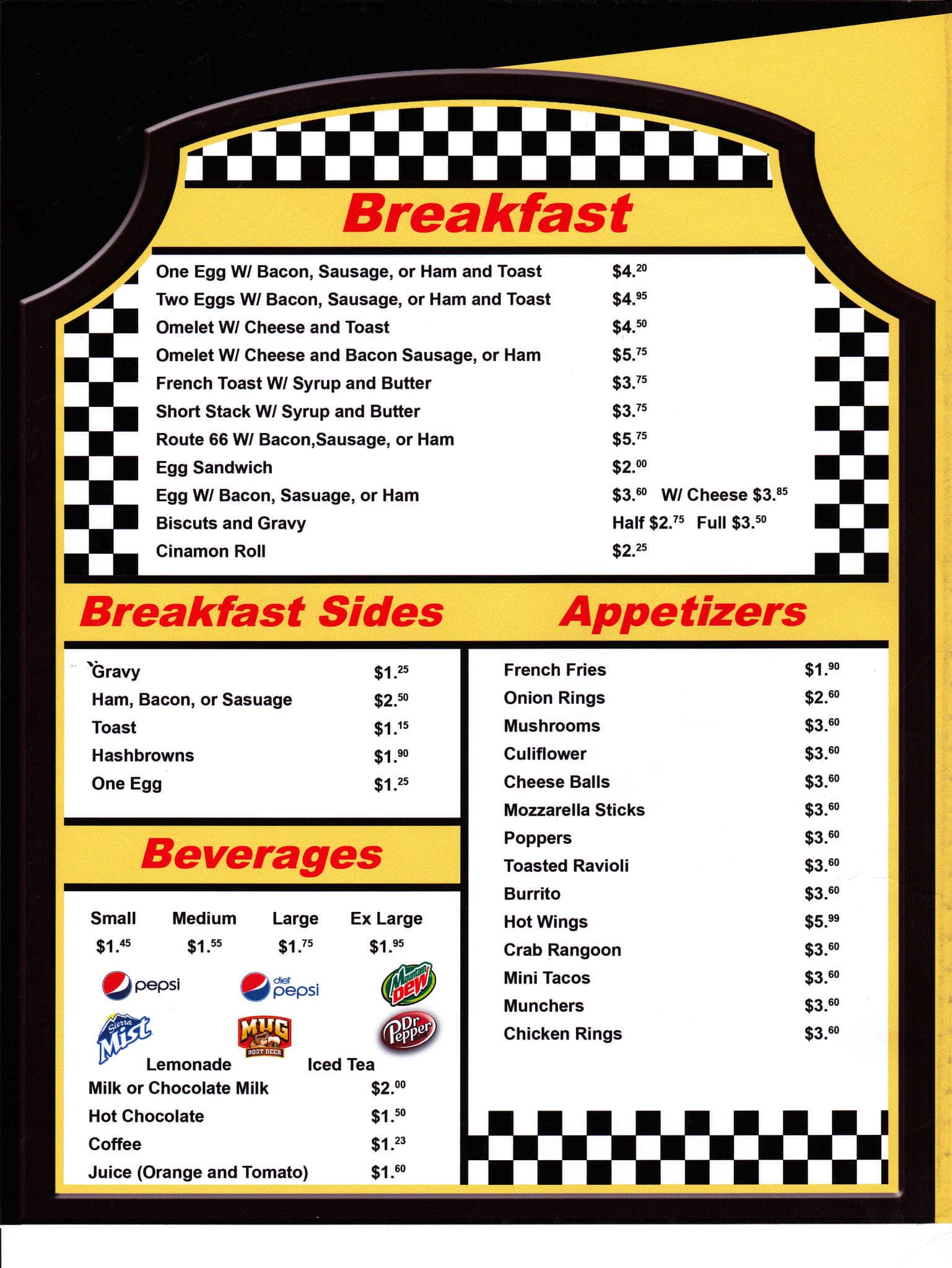 Menu at Circle Inn Malt Shop, Bourbon, 171 N Old Hwy 66