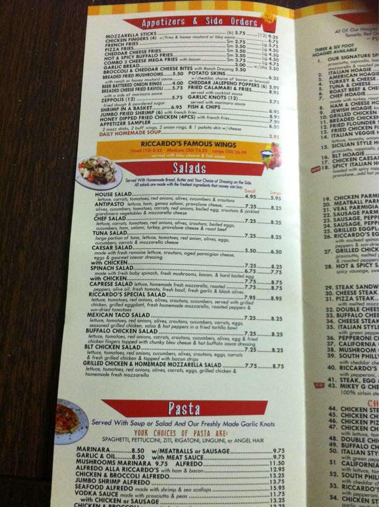 Riccardo's Pizza Restaurant Menu Urbanspoon/Zomato