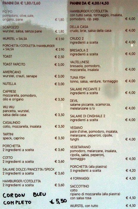 Menu di Le Luride 