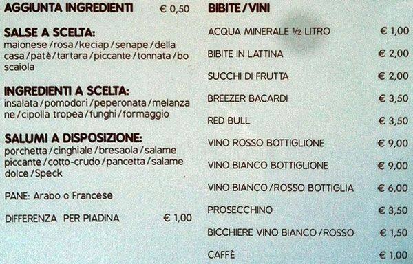 Menu di Le Luride 