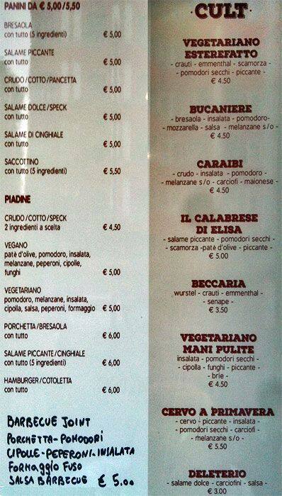 Menu di Le Luride 
