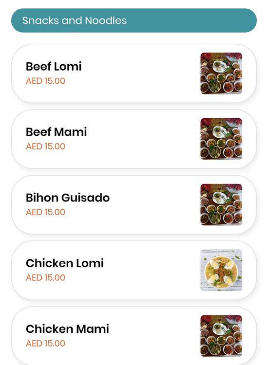 Menu of Royal Pinoy Restaurant, Al Dhafrah, Abu Dhabi