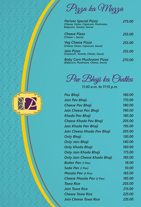 Parivar Veg Restaurant Best family Restaurant menu