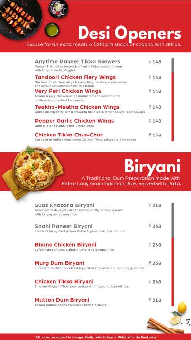 BOX8 - Desi Meals menu