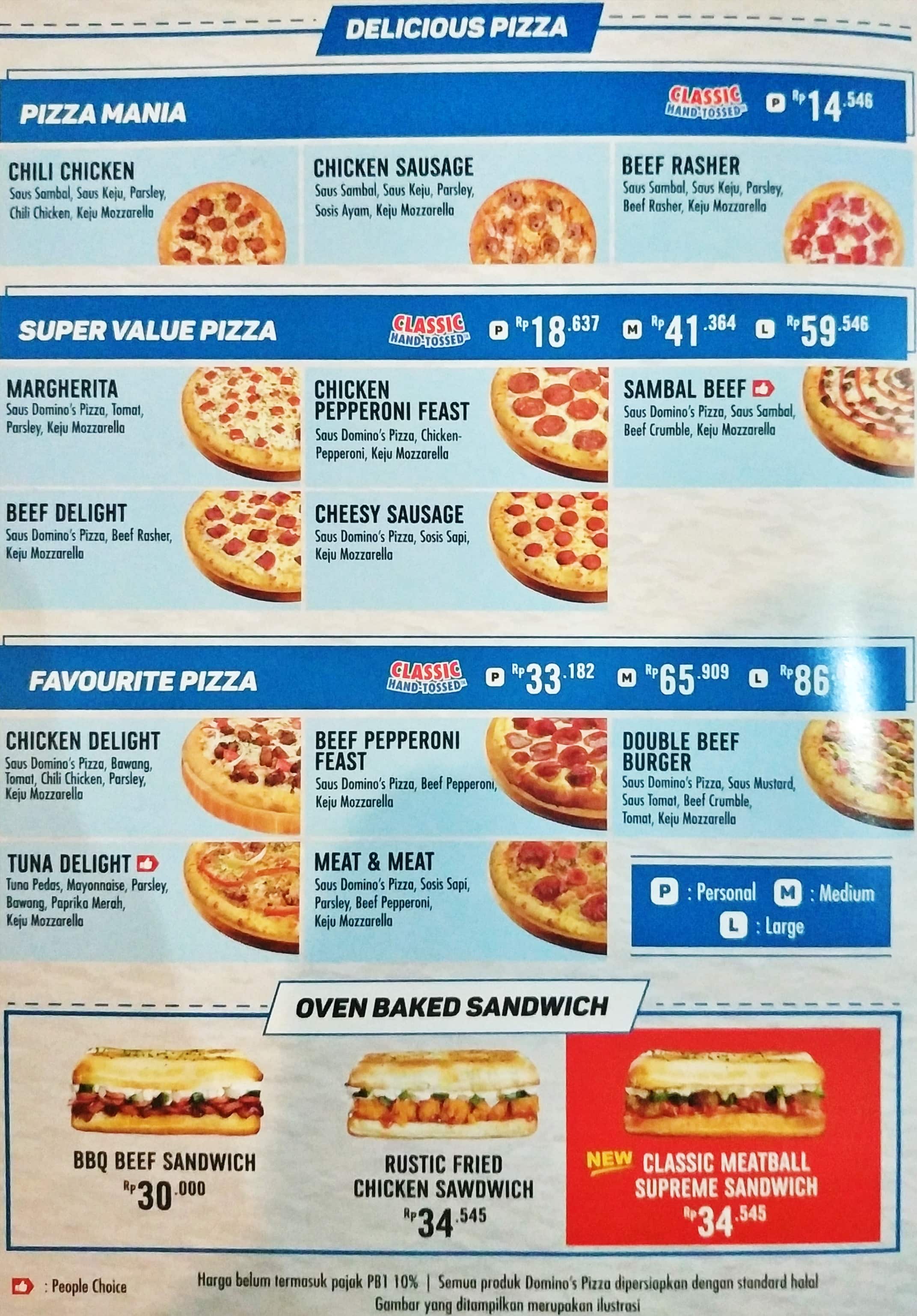 Dominos harga menu pizza dan