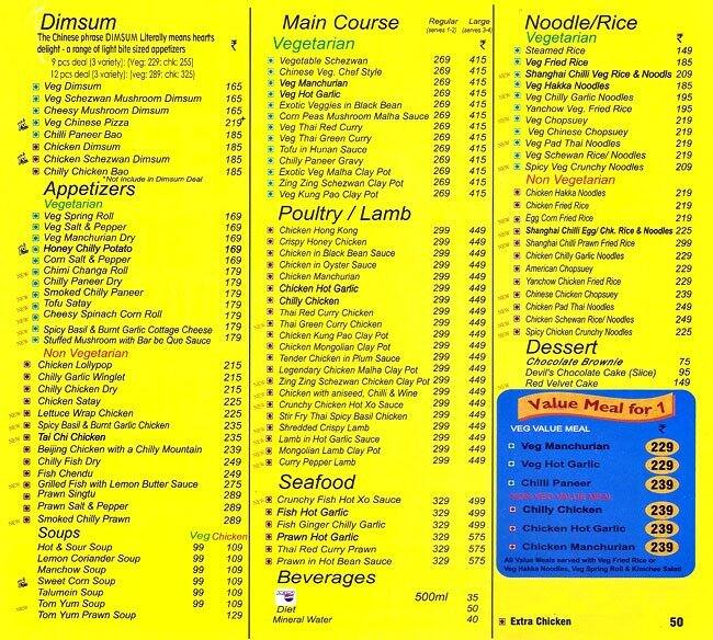 Yo! China Menu, Menu for Yo! China, Sector 9, Chandigarh Zomato