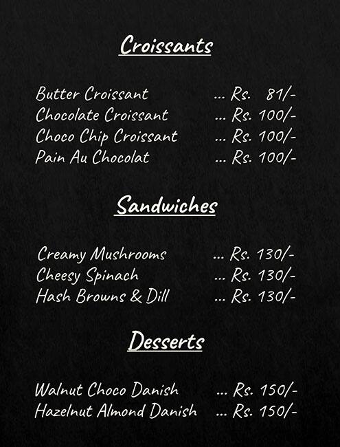 Miana's Croissanterie menu