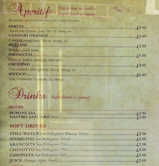 L' Antica Pizzeria Menu, Menu for L' Antica Pizzeria, Hampstead, London