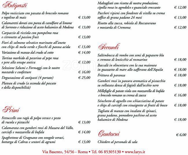 Menu di Larys 