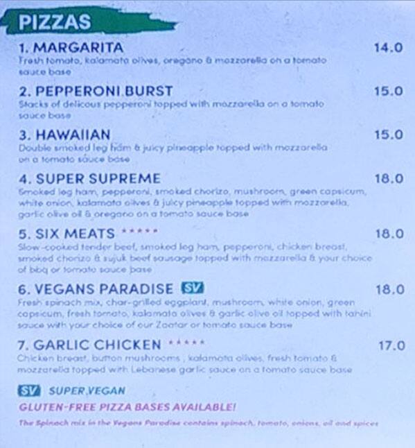Manoosh menu