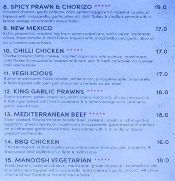 Manoosh menu