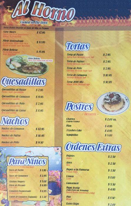 Carta de Mariscos 2000