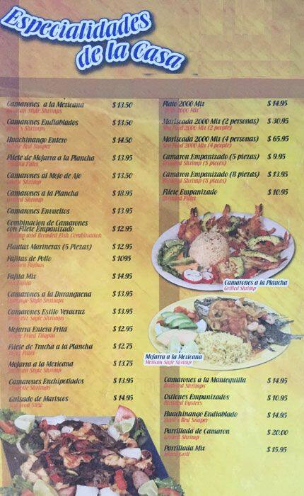 Carta de Mariscos 2000