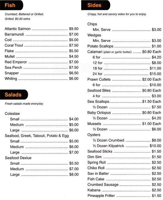 Clayfield Seafood Market Menu, Menu for Clayfield Seafood Market, Clayfield, Brisbane