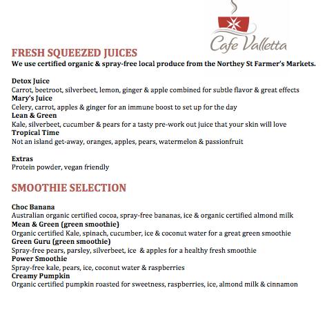 Menu at Cafe Valletta, Brighton, Shop 12 353 Beaconsfield Terrace