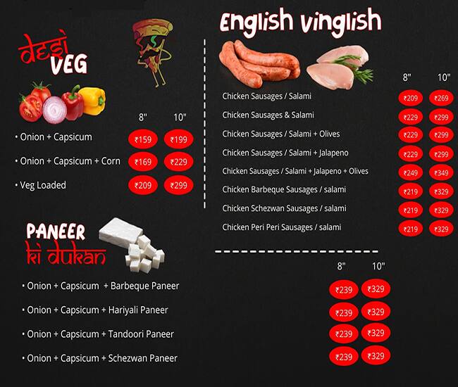 Desi Pijja- Dil Se Desi Pizza menu
