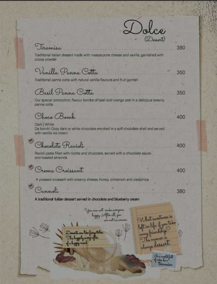 Menu of Tantissimo, Bopal, Ahmedabad