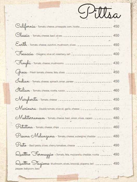 Menu of Tantissimo, Bopal, Ahmedabad