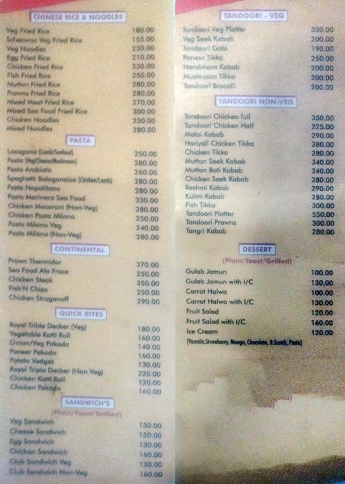 Transit menu