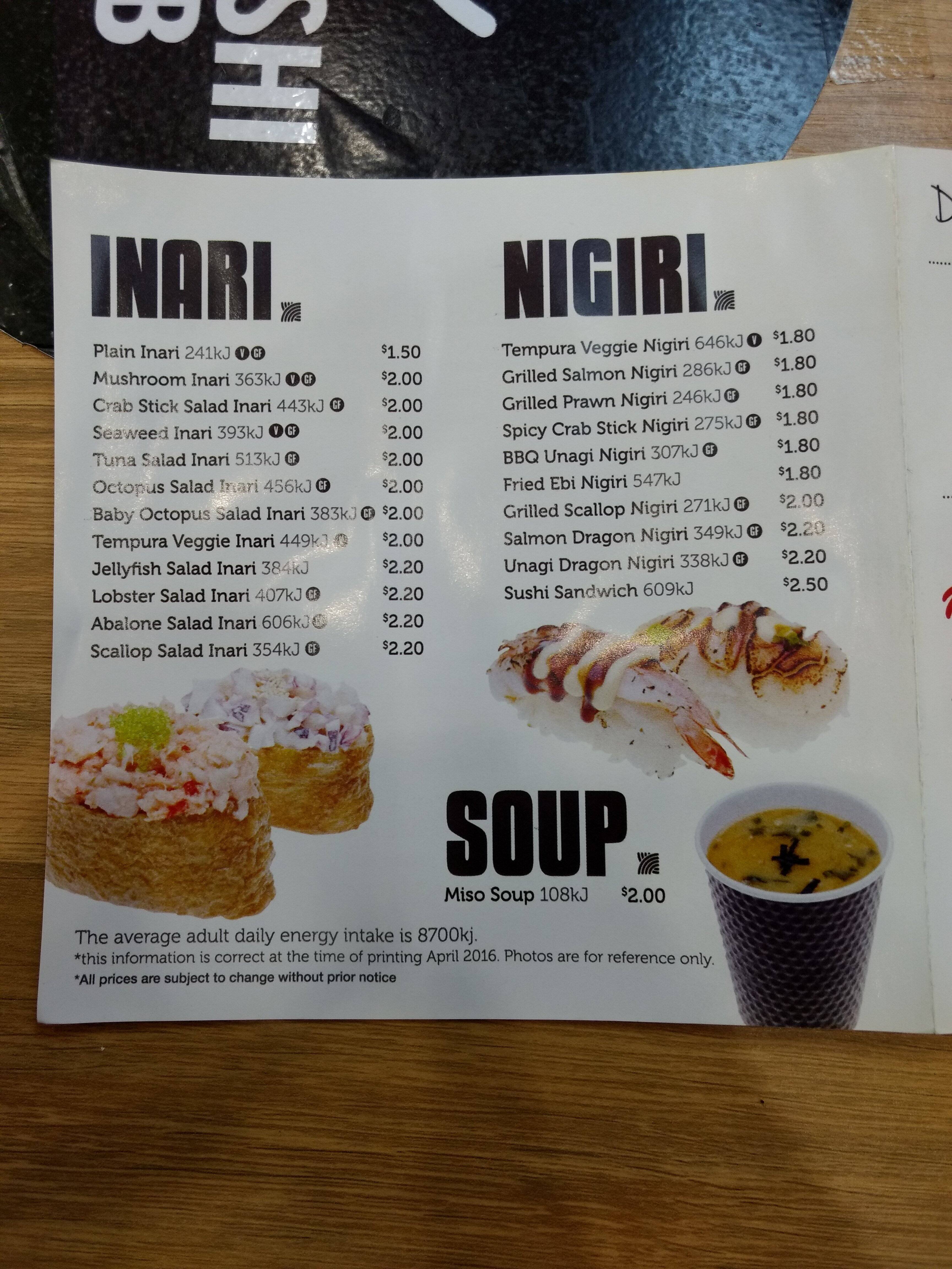 Sushi Hub a Sydney Foto del Menu con Prezzi Urbanspoon/Zomato